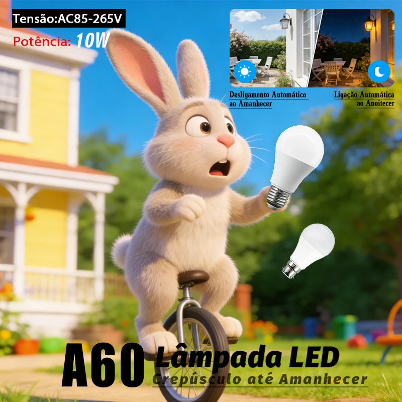 2Pack Led Sensor Control Bulb B22 E27  Bulb Light Dusk To Down AC100-240V 1000lm 10W 3000K-6000K for Underground Garage Corridor