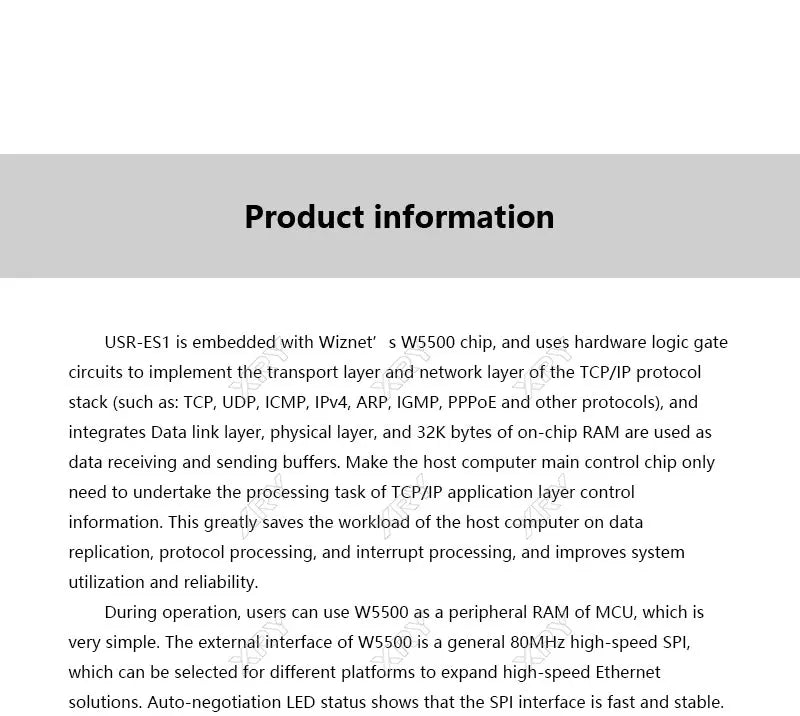 USR-ES1 W5500 W5100 Ethernet Network Module Hardware SPI to LAN/ Ethernet TCP / IP 51 / STM32 Microcontroller Program Over