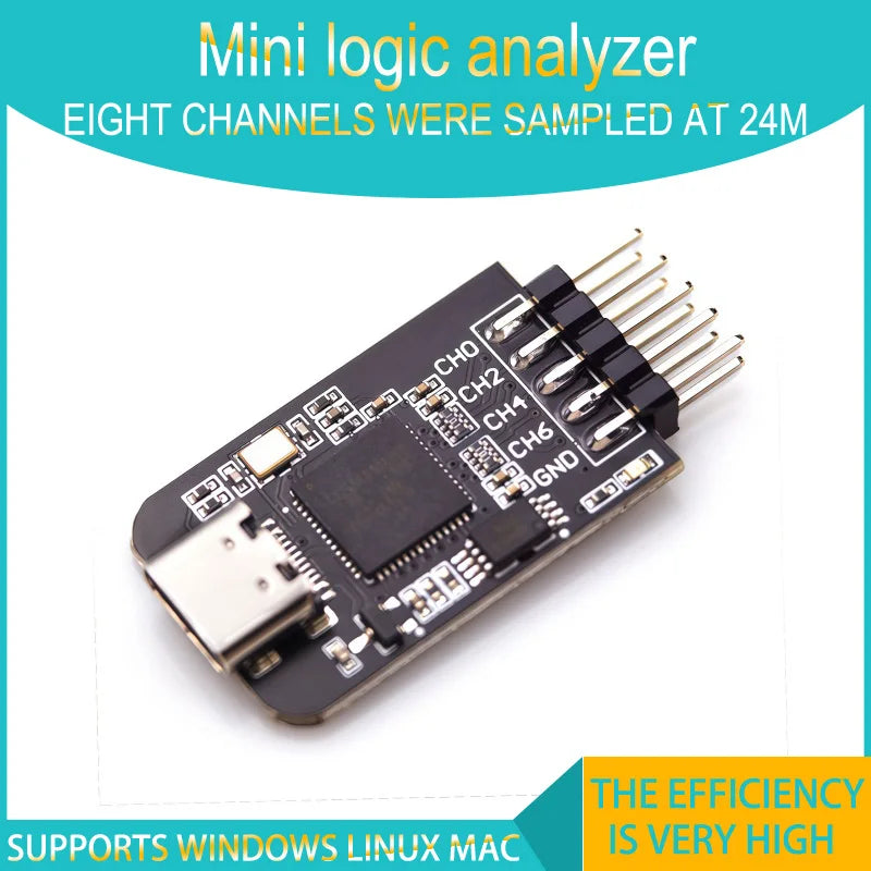 TYPE-C nanoDLA Logic Analyzer ARM FPGA Debug Tool Protocol Analysis 24MHz SampleRate 8 Channels Supports Windows/Linux/Mac