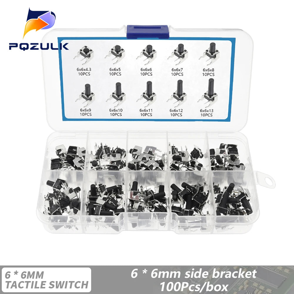6*6 Tact Tactile Push Button Switch 4.3-13mm SMD DIP 2P/4Pin Micro Switch 6x6 Keys Tact ON/OFF 10 Models for Arduino