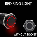 16/19/22mm Waterproof Metal Push Button Switch with socket LED Ring/Power Light Momentary Latching   5/12/24/220V black 1NO1NC