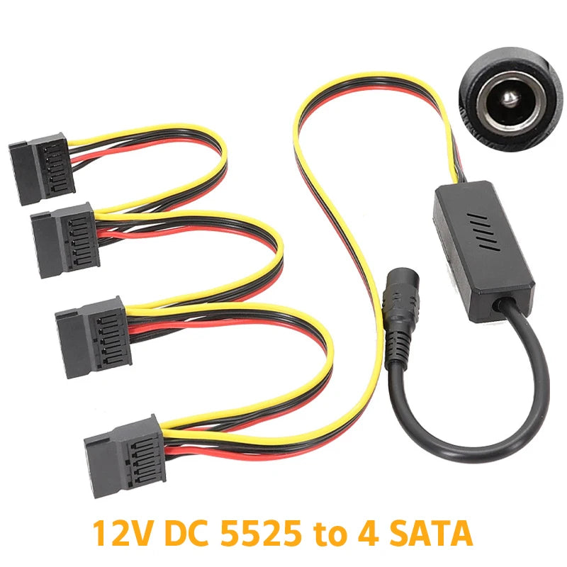 1pcs DC 5525 To SATA Hard Drive Power Supply Cable DC 12V To 4Pin Molex HDD Cable Step-down Voltage Regulator