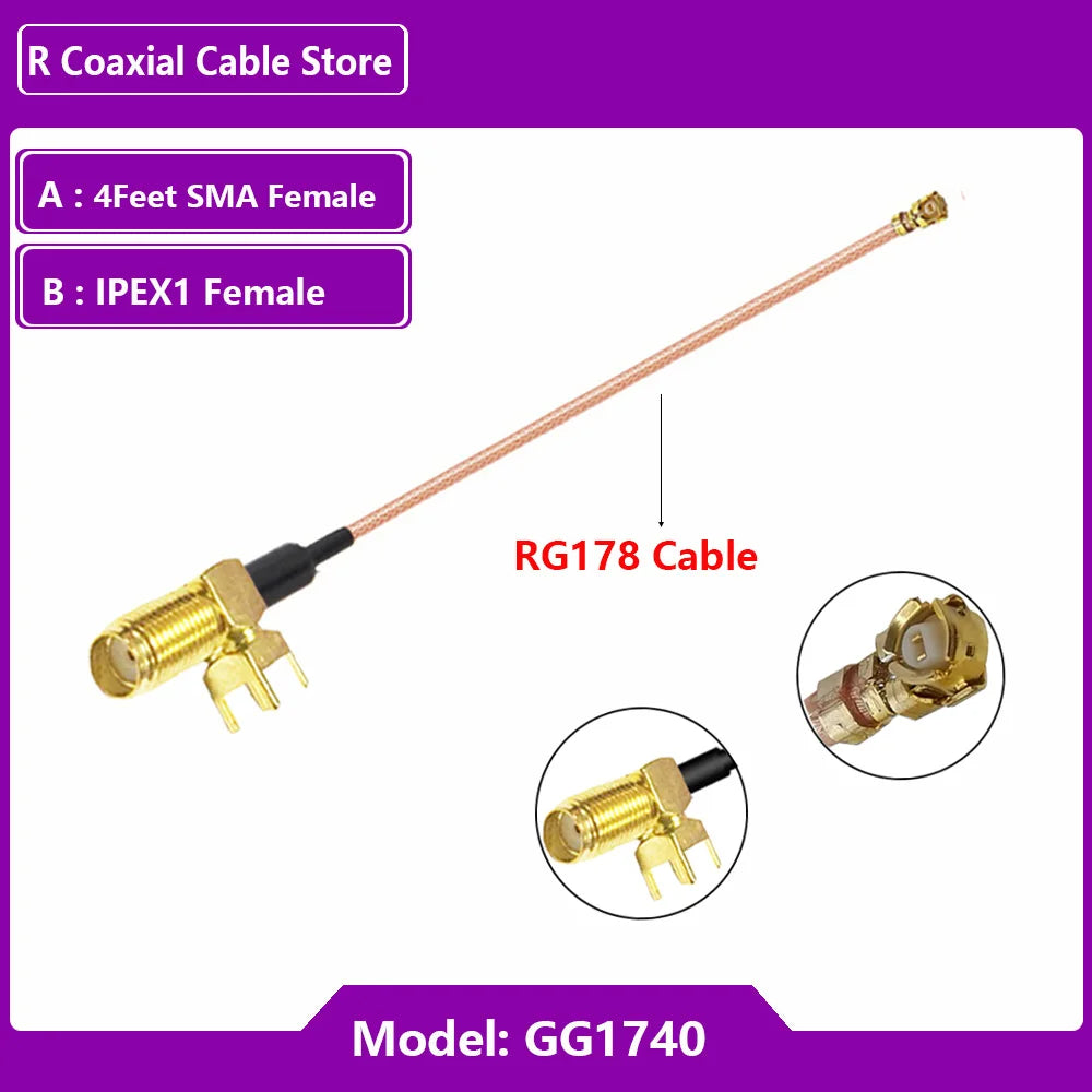 1PC UFL u.FL MHF Female to SMA Female Waterproof RF Coaxial Pigtail Adapter WIFI Antenna Extension Cable RG178