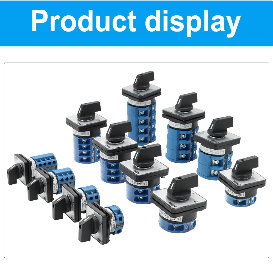 OMCH 1PCS Silver Contact LW26-20/32/63 Universal Switch 3 Position 1-0-2 1/2/3/4 Poles 440V 4/8/12/16Terminals Rotary Cam Switch