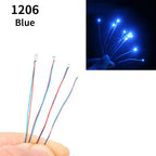 10pcs/Bag 0805 1206 SMD Lamp Wired Micro Litz Led Pre-Soldered Chip Wired 3V Railway Model Toy Light DIY Leads Wires 30cm