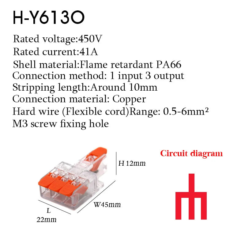 Wire Connector Electrical Terminal Blocks Splitter Led Push in Quick Connectors Conductor Cable  Junction Box 0.5-6mm²