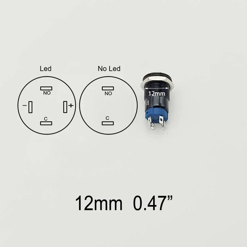 Push Button Switch Electric Waterproof Power 6v 12v Led Light Momentary on Off 8/10/12/16/19/22/25/30mm Micro Pressure Switches