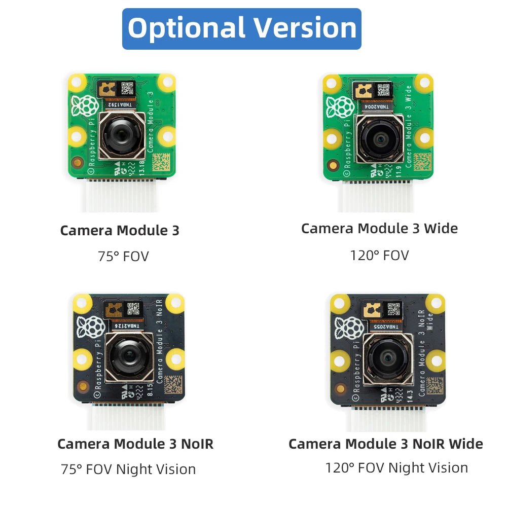 Raspberry Pi Camera Module 3 IMX708 Auto-Focus 75°/120° FOV Highly Detailed Optional Optional NoIR Version for Pi 4B 3B+ 3B