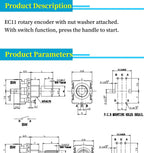 5PCS/LOT 20 Position 360 Degree Rotary Encoder EC11 w Push Button 5Pin Handle Long 15/20MM With A Built In Push Button Switch