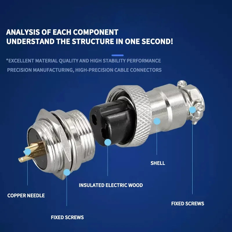 GX16 Gold Plated Butt TYPE Wire Connector 2/3/4/5/6/7/8/9/10 Pin soldering Male&Female Socket Plug Aviation Fixed Connectors