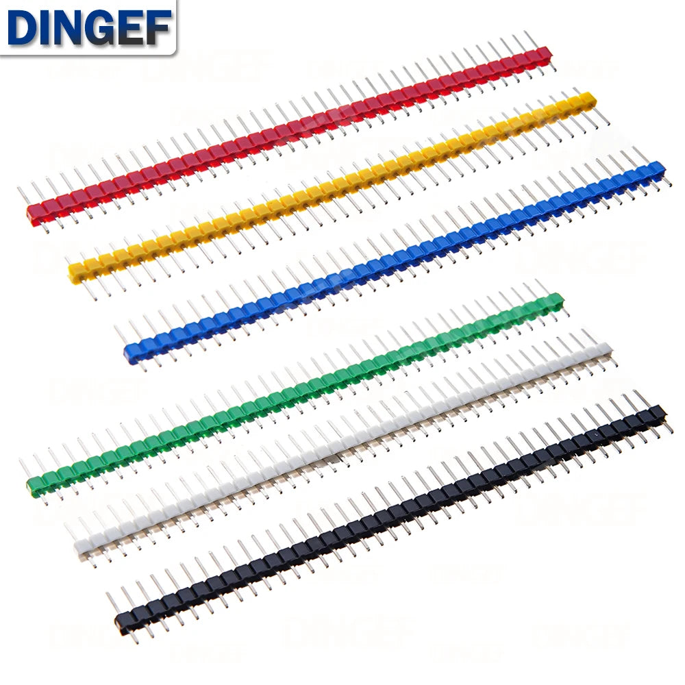10PCS 1X40Pin Breakable Pin Header 2.54mm Single Row Male Header Connector PCB Pin Strip for Arduino Yellow Red White Black