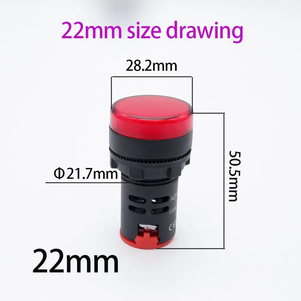 20pcs Plastic Indicator Signal Lamp AD16-22DS 22mm 12V 24V 220V Red Blue Green Yellow White LED Power Signal Light Panel Mount