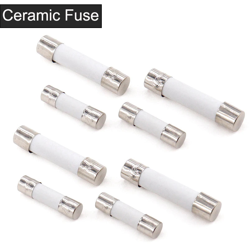 20PCS 5x20 6x30mm Ceramic Glass Fuse 250V 0.2A 0.5A 1A 2A 3A 5A 6A 8A 10A 15A 5*20 6*30 The Multimeter Fuses Auto Insurance Tube