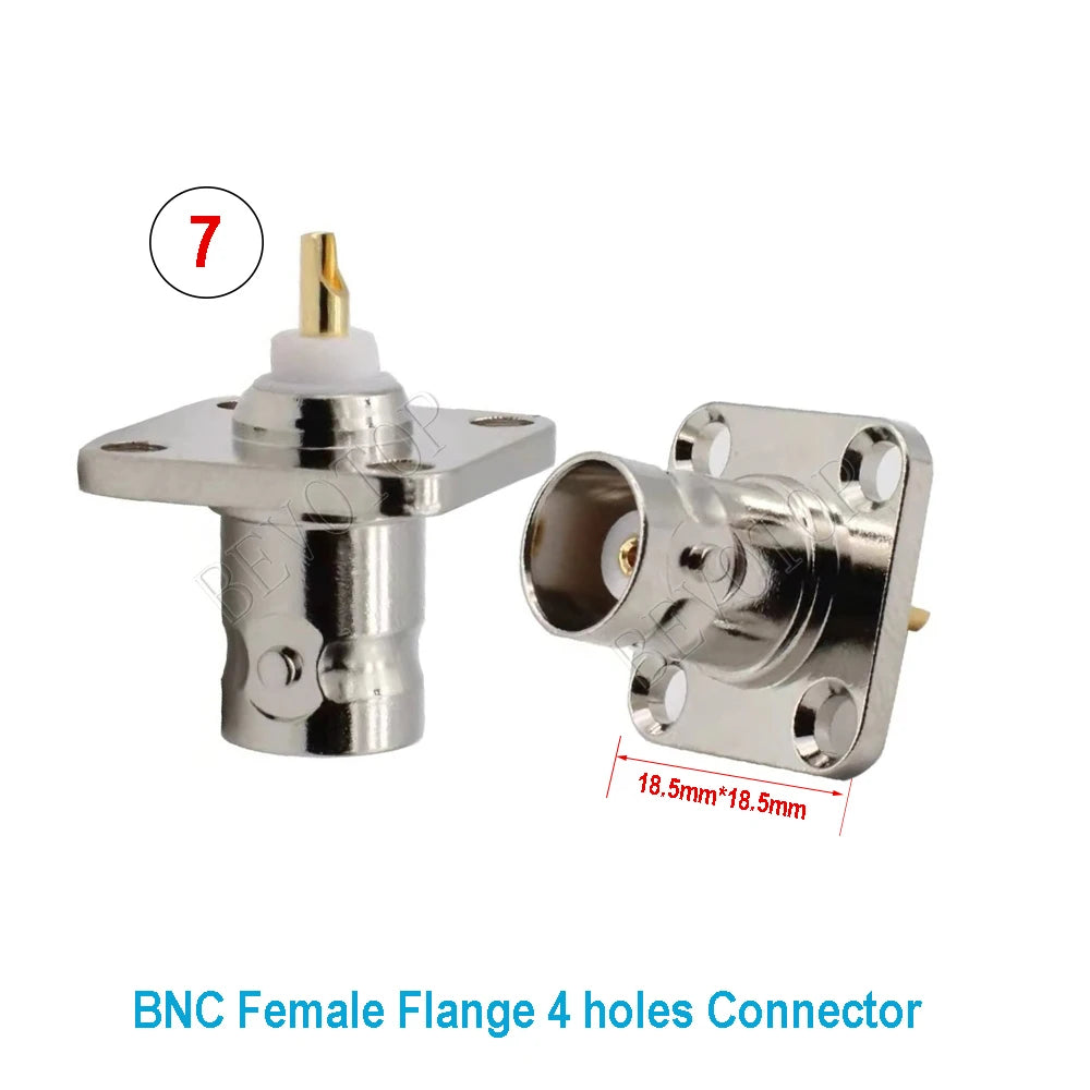 1PCS L16 N/Q9 BNC/TNC/UHF Flange Connector Male Plug/Female Jack 4-Holes Flange Panel Chassis Mount Coaxial Solder Nickel Plated