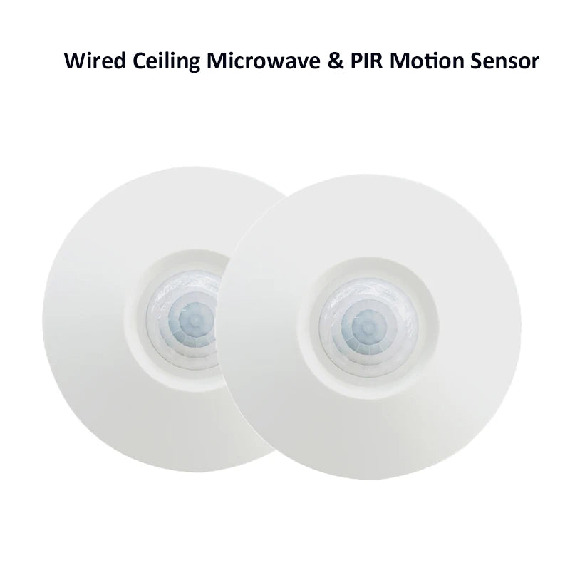 1/2pc Wired Ceiling Microwave+PIR Motion Sensor Motion Detector Alarm 360° Detection Movement Alarm Pet Immune for Home Security