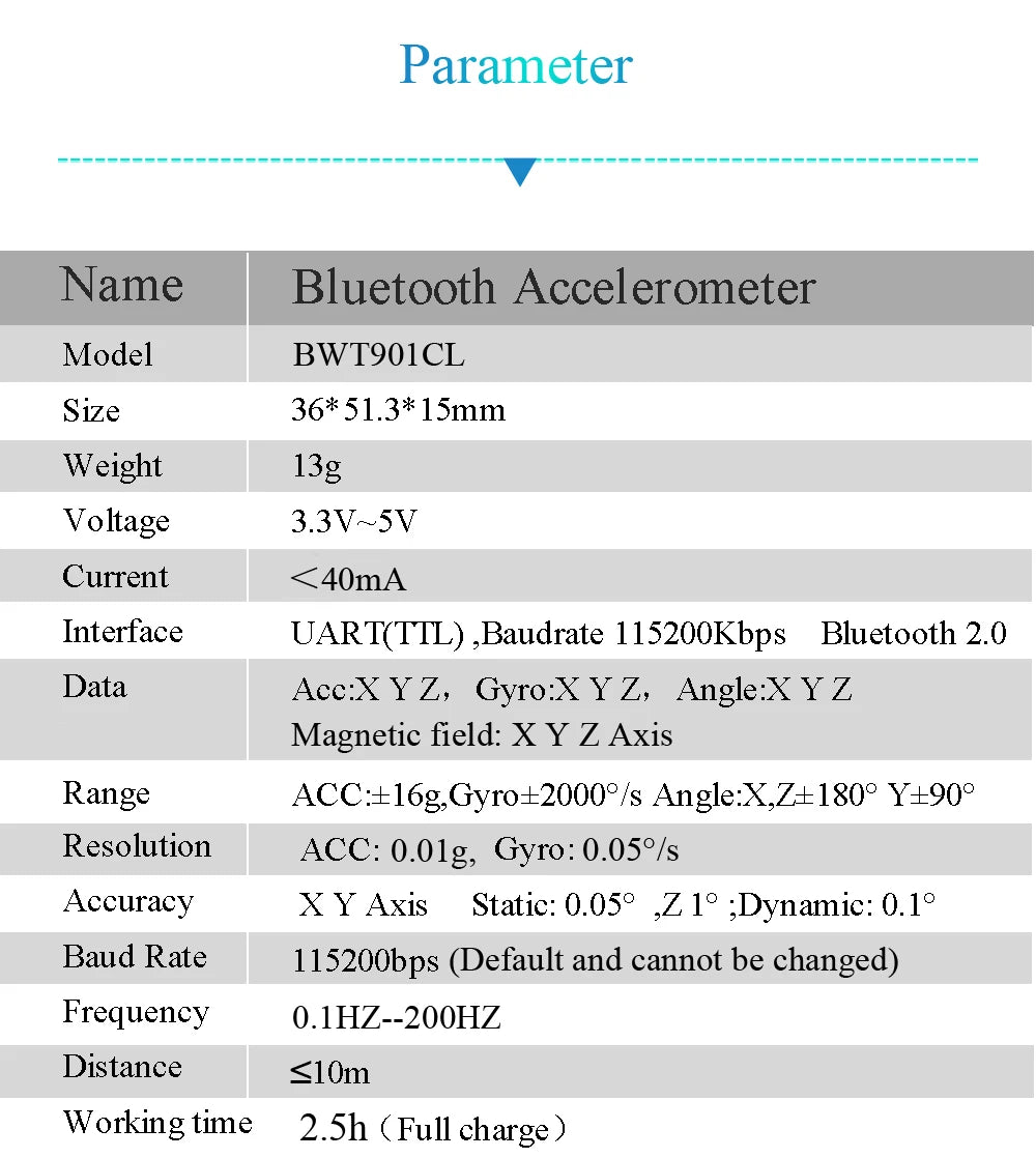 WitMotion WT931 (XYZ, Return Rate 500H) AHRS MPU9250 9-axis Accelerometer, Electronic Gyroscope, Angle, Magnetometer, for Arduin