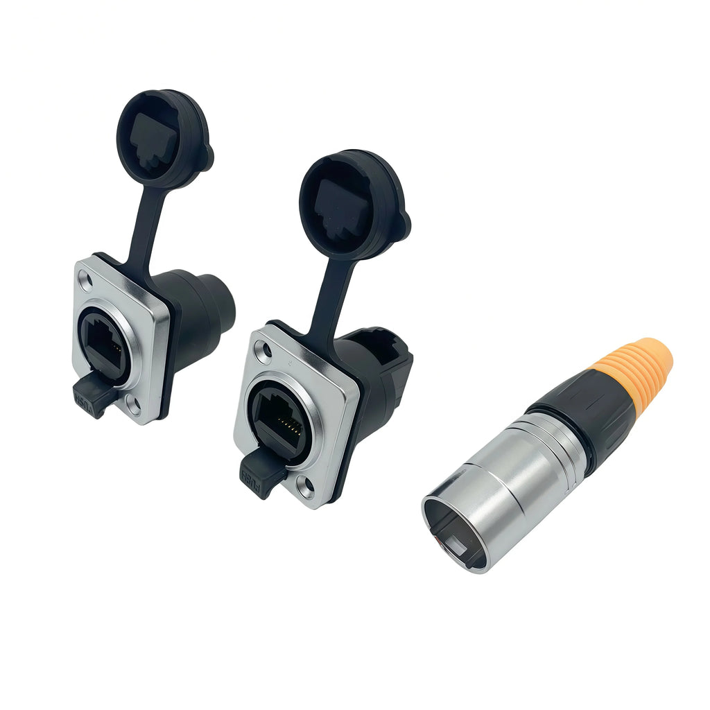 RJ45 Waterproof Connector Plug, D Type Panel Mount Socket IP65 Ethernet Connectors