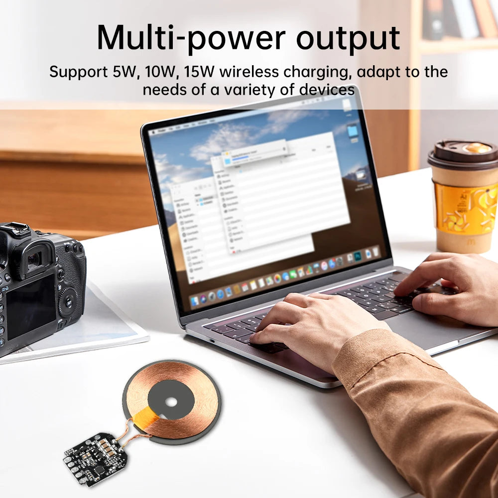 5Pcs Wireless Charging Transmitter Module Supports 5W 10W 15W Wireless Charging QC 2.0 Adapter Electromagnetic Induction Charger