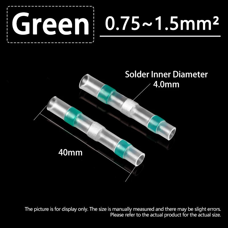 Solder Seal Wire Connectors 3:1 Shrinkage Rate Waterproof Electrical Cable Terminals DIY Heat Shrink Tube Electrical Butt Splice