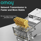 CAT6 CAT7 CAT5E RJ45 Connectors Pass Through Modular Plug Network UTP 3/50μ Gold-Plated 8P8C Crimp End for Ethernet Cable