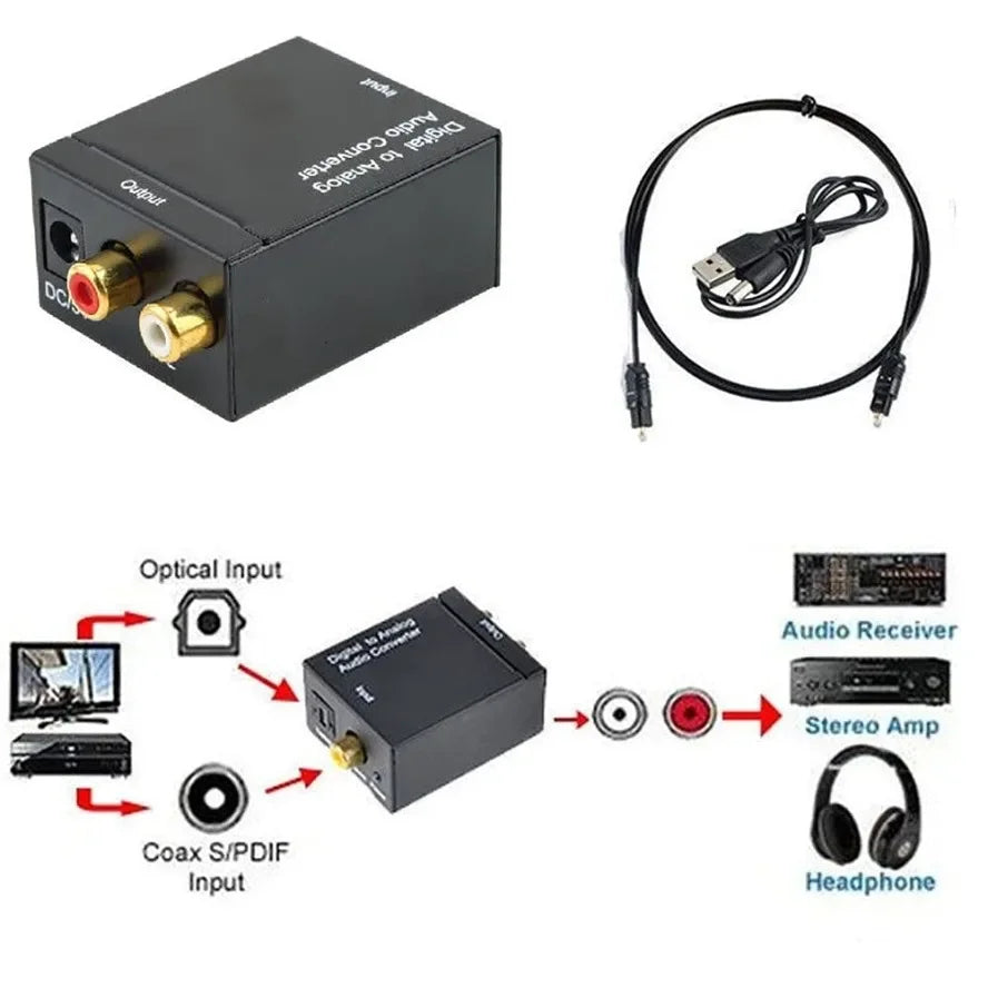 Analog To Digital ADC Audio Converter Optical Coax RCA Toslink Audio Sound Adapter SPDIF Adaptor for Apple TV for Xbox 360 DVD