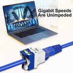 RJ45 Cat6/5e/6A Slim Profile Keystone Jack 90-Degree Ethernet Punch Down Keystone Jack Compatible Patch Panel and Wall Plate