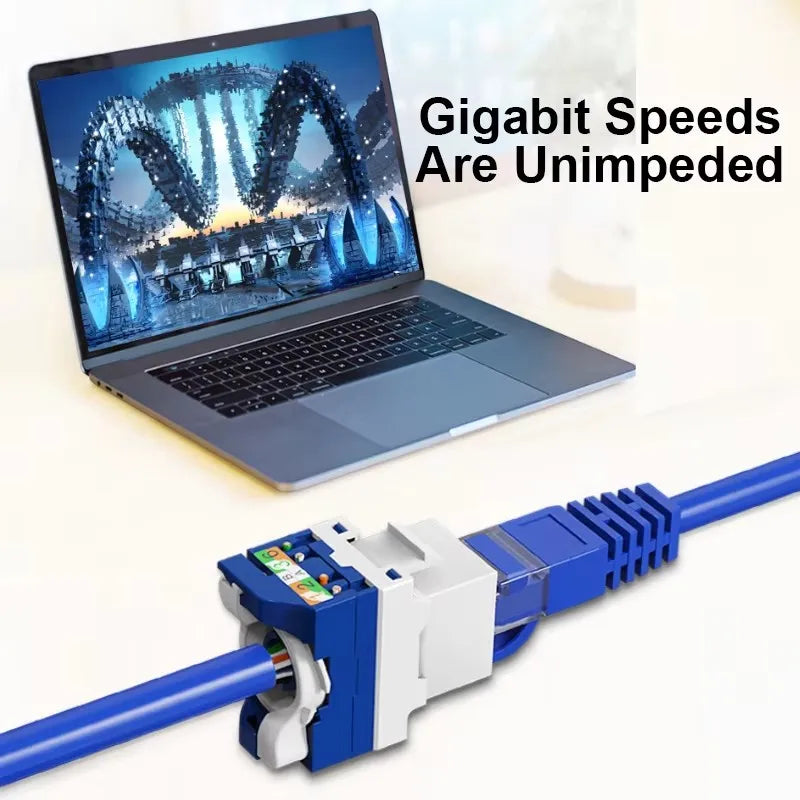 RJ45 Cat6/5e/6A Slim Profile Keystone Jack 90-Degree Ethernet Punch Down Keystone Jack Compatible Patch Panel and Wall Plate