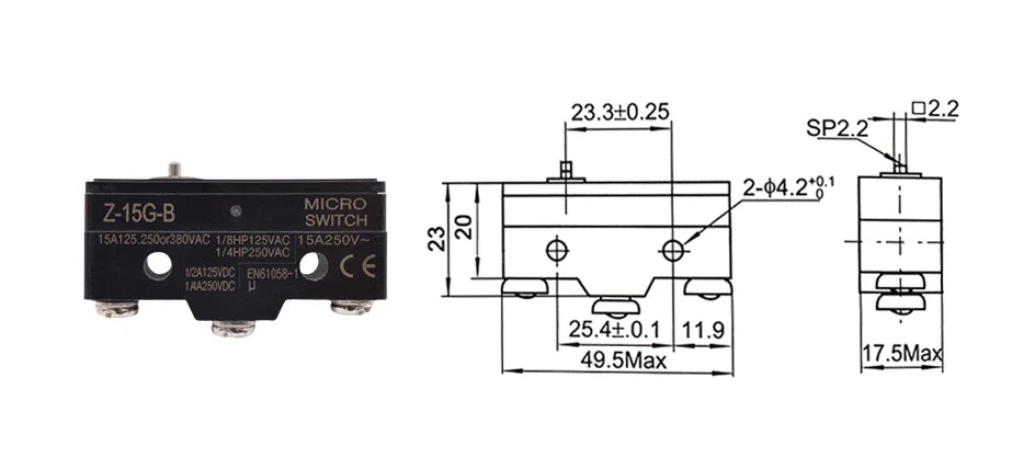 LXW5-11N1 LXW5-11G2 Z-15G LXW5 Micro Limit Travel Switch Horizontal Rotary Roller Lever Arm Hinge 3 Screw Terminal Microswitch