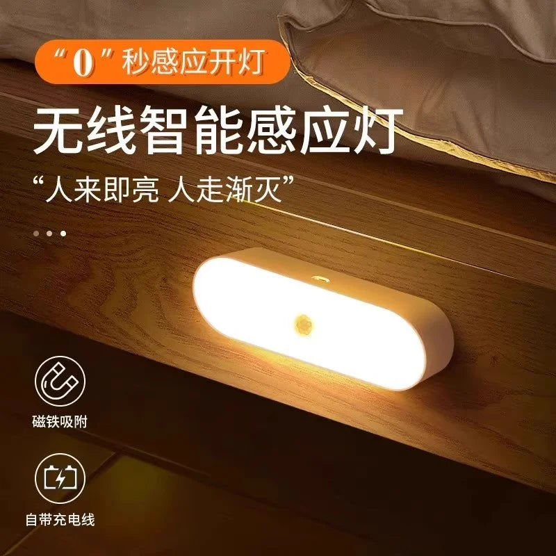 2pcs USB charging Human body induction small LED night light hallway induction light closet induction Imitation wood art light