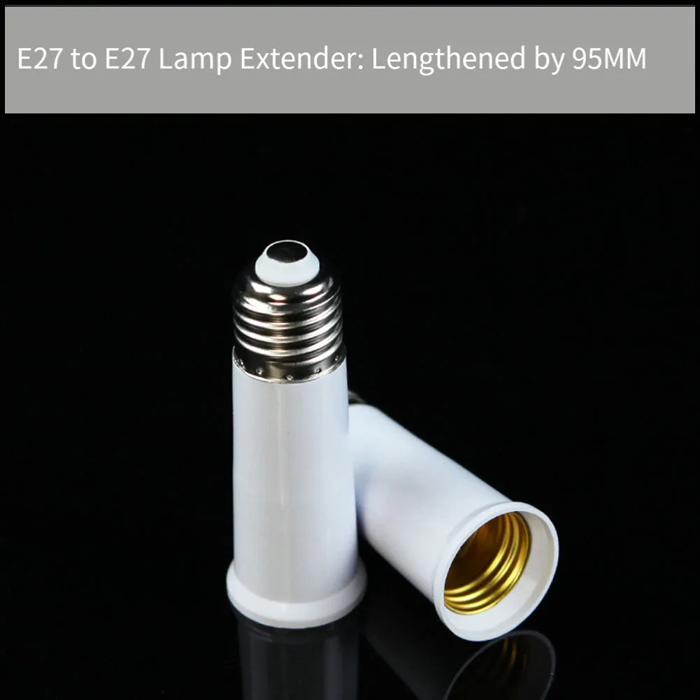 For E27 Extension Adapter Socket for For E27 Screw Base Lighting Devices Including Pendant Lights and Recessed Fixtures