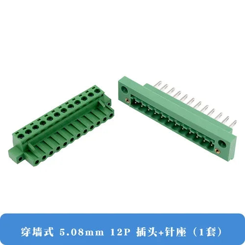 Pluggable Through-Wall Green Terminal Block 2EDGWB-5.08MM With Screw Fixed Panel 2P3P4P-12P