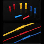100Pcs Insulated Copper Butt Splice Terminal BV1.25 BV2 BV5.5 Cold Press Wire Connector Straight Electrical Crimp Terminal Kit