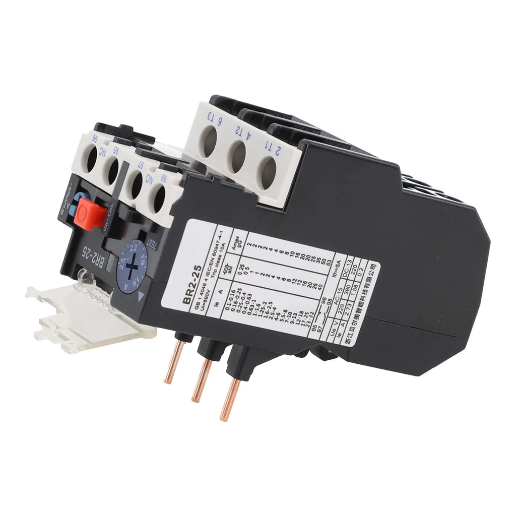 Thermal Overload Motor Relay 3 Phase AC 50Hz/60Hz FR NR2-25 IP20 Plug-in With Indicator Light For CJX2 Series Contactors