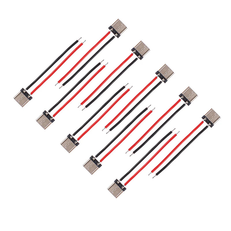 10Pcs Micro USB Type-C 2Pin Horizontal 2P Simple Soldered Female Plug-in Board Quick Charging Connector