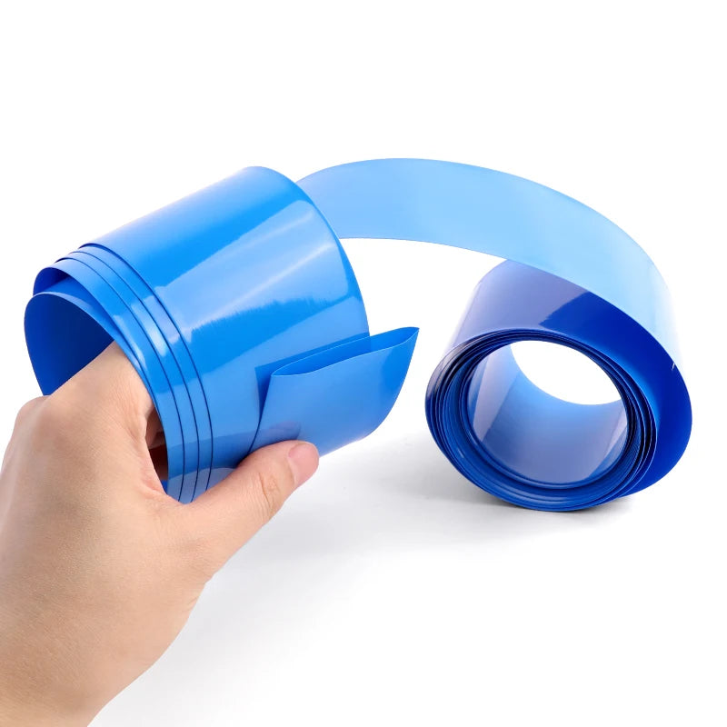1/5m Blue PVC Heat Shrink Tube Width 50mm ~ 500mm Insulated Sleeve Protection Wrap 18650/21700/26650 Lipo Battery Films Case