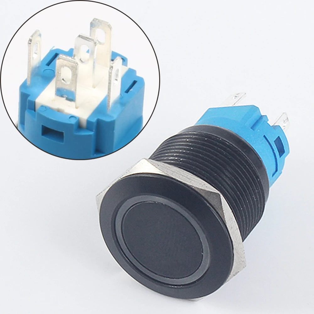 19mm Waterproof Momentary Latching Metal Doorbell Bell Horn Push Button Switch LED Ring Mark Fixation 5V 12V 24V 220 Lock Reset