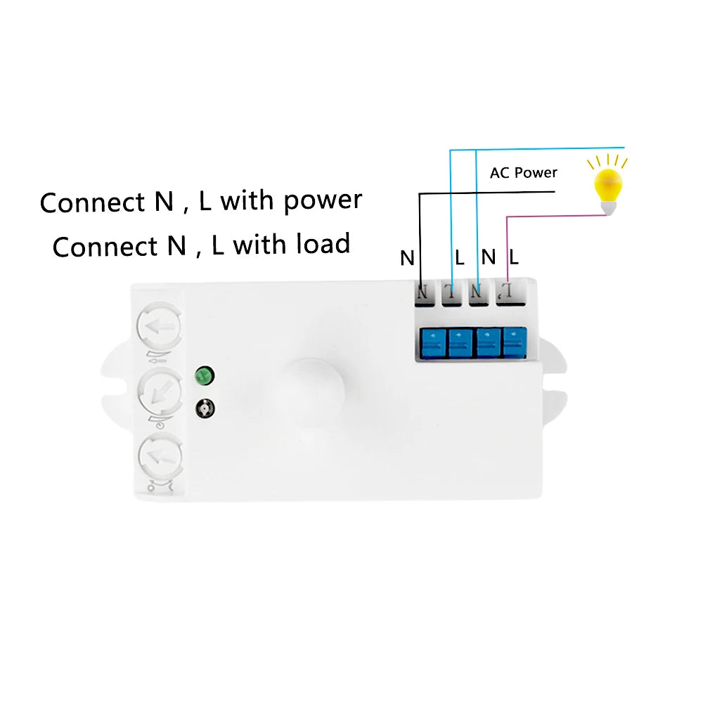 Indoor best quality microwave radar sensor light switch human movement DC12V-24V AC100V/220V-240V 5.8GHz with housing