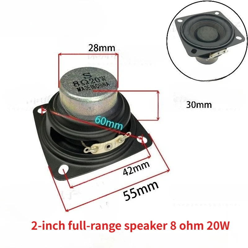 SOTAMIA 2Pcs 2 Inch Square Audio Full Range HiFi Speaker 4 Ohm 8 Ohm 20W 15W 10W 4R 8R DIY Soundbar Bluetooth Speaker
