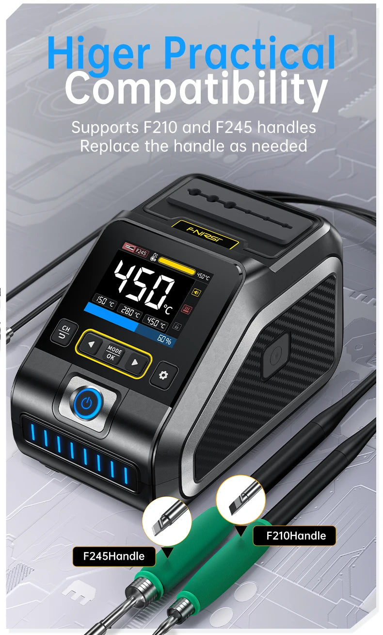 FNIRSI DWS-200 200W Power Repaid Heating Soldering Iron Staion C210 C245 Solder Iron Handle Electronic Welding Rework Station