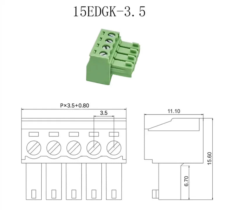5Pair 15EDG KF2EDG 2.54mm 3.5mm 3.81mm 5.08mm PCB Screw Terminal Block 2-12Pin Male Plug Female Socket Pin Header Wire Connector