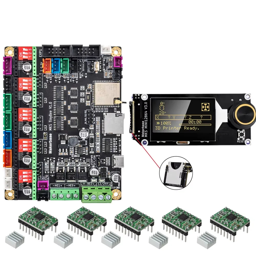 Makerbase MKS TinyBee Motherboard 3D Printer Parts Control Board ESP32 3D Touch TFT35 Screen Wifi Control A4988 TMC2209 Driver