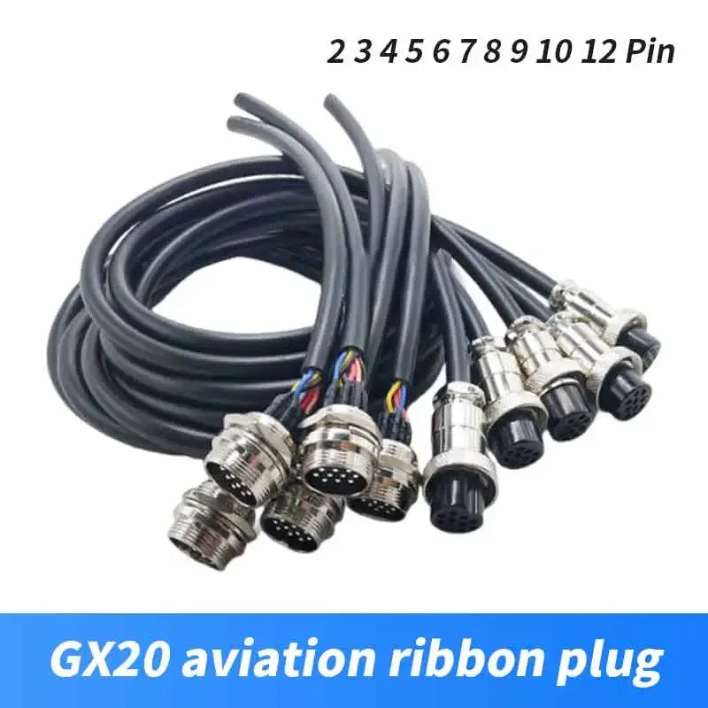 250V Aviation Plug Socket GX20 7-20A  with Wire 2 3 4 5 6 7 8 9 10 12 Pin Connector Cable Male and Female Connection Line