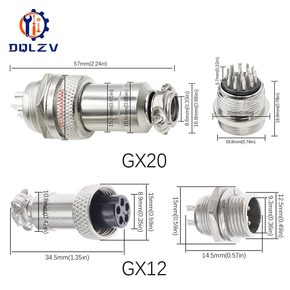 5/10/20Set GX12 GX16 GX20 2 3 4 5 6 7 8 9 10 12 14 15 Pin Docking Aviation Plug Socket Waterproof Circular Connector