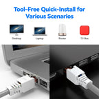 Denswire Tool-Free RJ45 Connectors | UTP Cat5e Cat6 Cat7 Ethernet Plugs for Solid & Stranded Cable