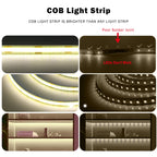 5V Flexible COB LED Strip Light 320LEDs/m White/Red/Blue/Green USB Power with Dimmer/Switch Adhesive Tape Cabinet Room Lighting