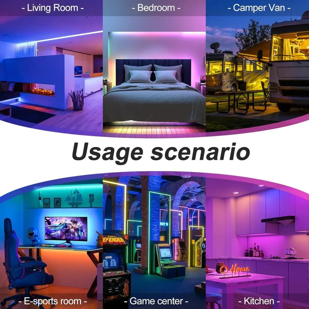 18/LEDs Strip Lights RGB 5050 5M 10M 20M 30M Bluetooth WIFI IR Control Music Sync 5V For Bedroom TV Wall Living Room Decor Party