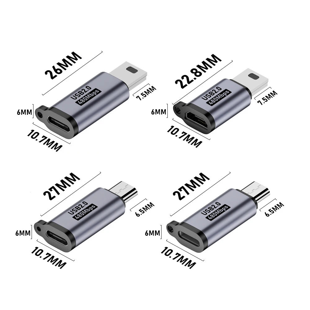 TYPE-C adapter Micro USB Mini USB Adapter lighting Female To Micro Usb Male Converter for Phone Tablet Camera Charging Adaptor