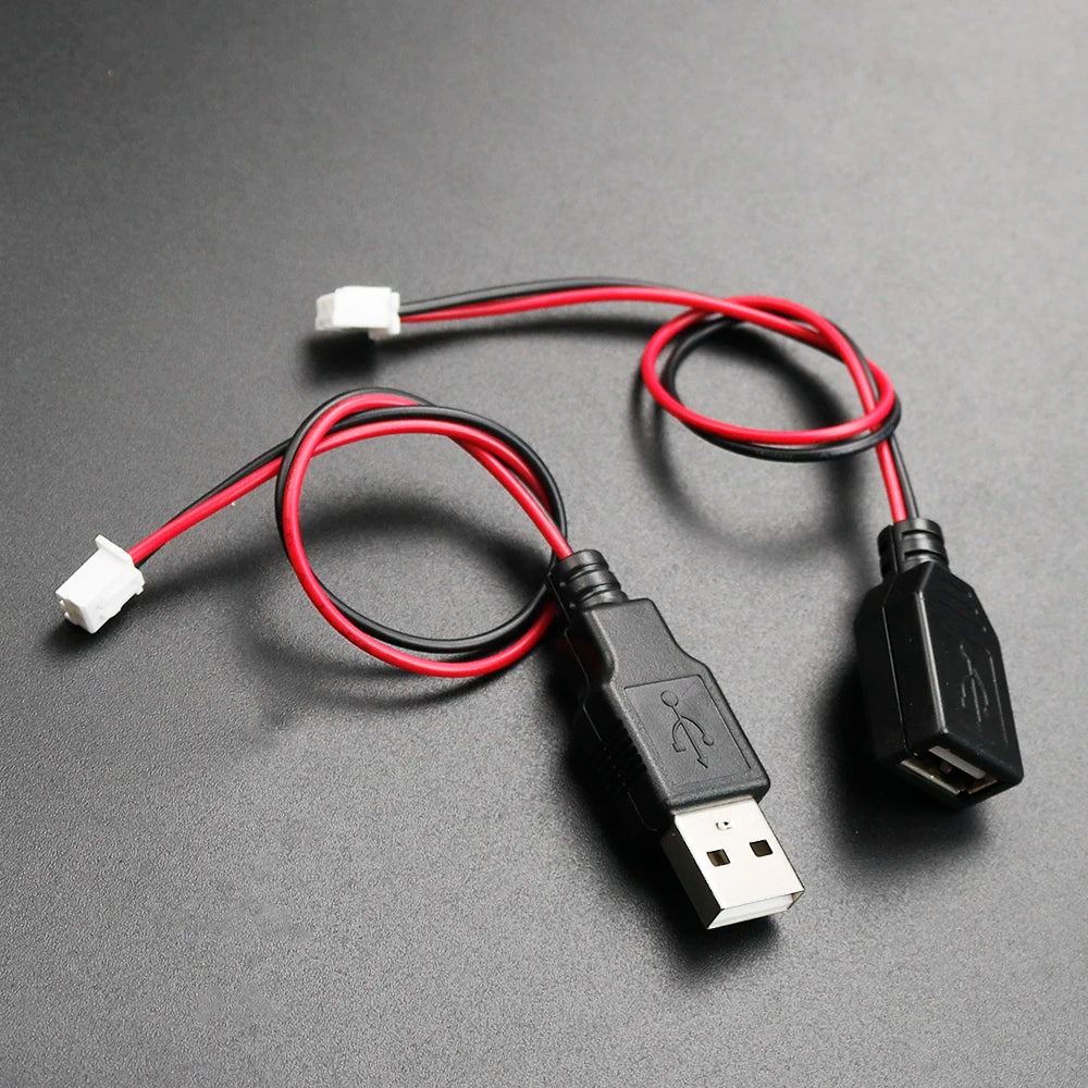 1 Piece USB Male and Female Head to XH2.54-2P Terminal Wire, 2-Core Power Cable, USB Socket to PH2.0 Terminal Adapter Cable