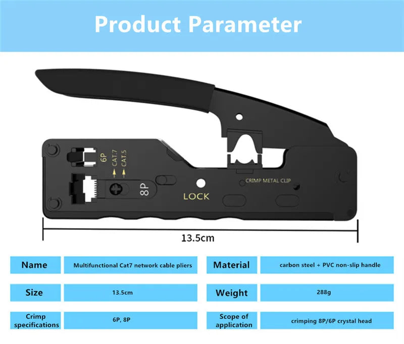 High Quality RJ45 Crimp Tool 6P 8P RJ 45 Connector Crimper Pliers for Cat5e Cat6 Cat7 Network Cable Muti-Function