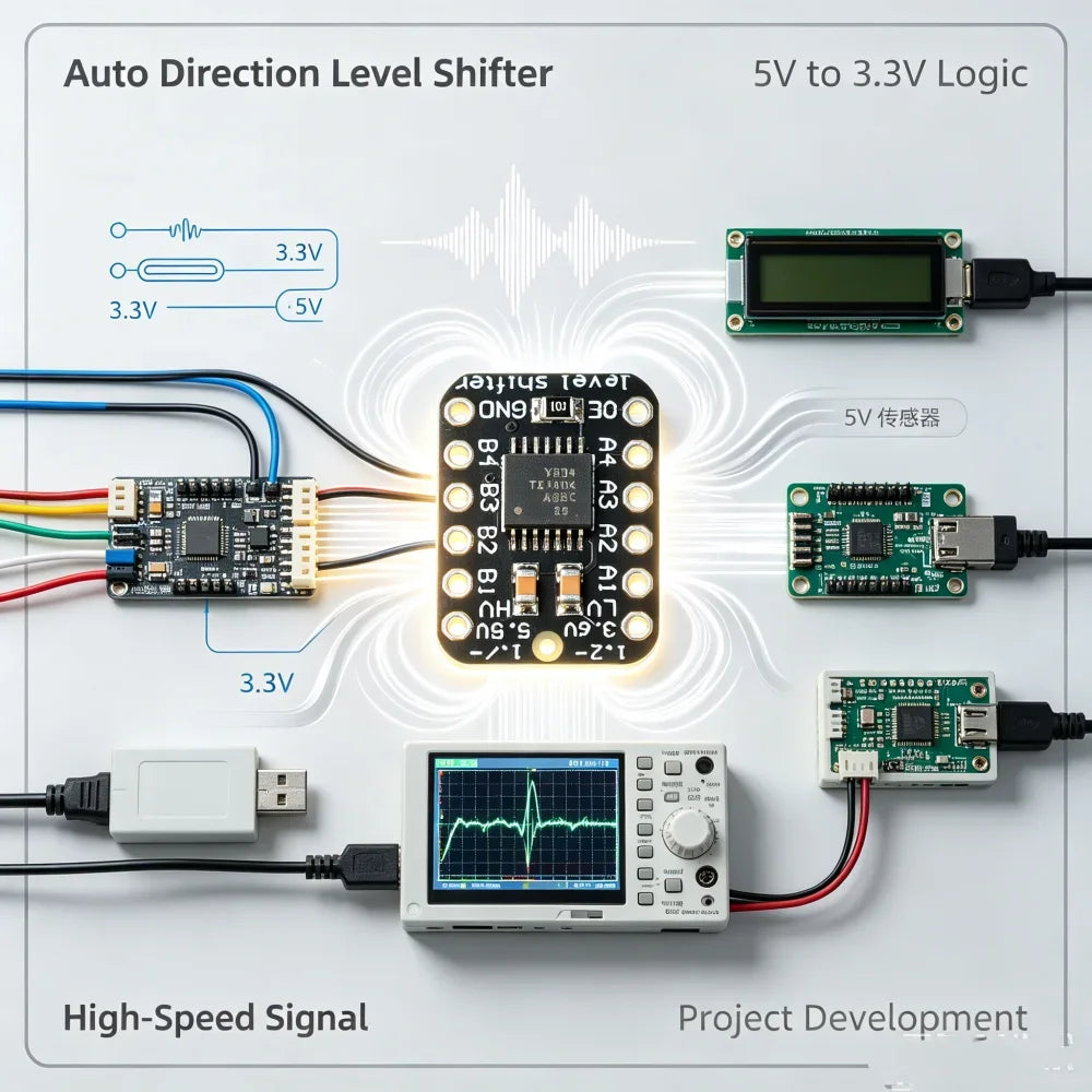 Txb0104 3.3v/5v 4-channel Bidirectional Logic Level Shifter Module Auto Direction Sensing Logic Converter For Diy Circuit